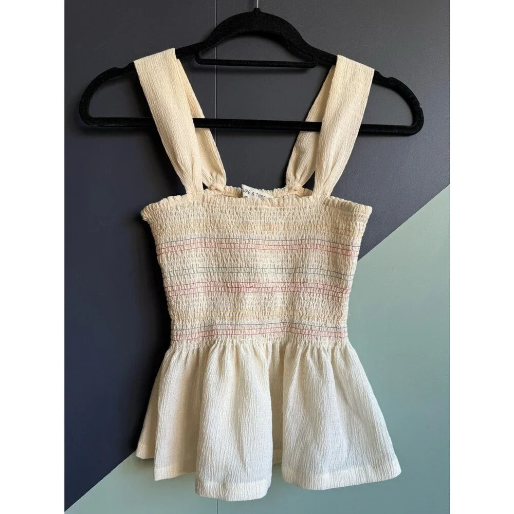 Madewell Texture & Thread Rainbow Smocked Peplum Tank Top, Size XS, EUC